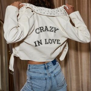 Crazy In Love Ivory Faux Leather Jacket